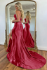 Load image into Gallery viewer, Navy Satin Mermaid Sweetheart Long Corset Prom Dress with Slit