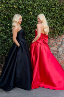Load image into Gallery viewer, Elegant Red A Line Long Satin Prom Dress with Bow