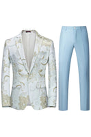 Load image into Gallery viewer, Light Pink Jacquard 2 Piece Notched Lapel  Men&#39;s Prom Suits