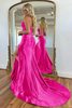 Load image into Gallery viewer, Fuchsia Mermaid Satin Sweetheart Corset Long Prom Dress with Slit