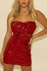 Load image into Gallery viewer, Sparkly Red Sequin Bodycon Spaghetti Straps Mini Birthday Dress with Bow