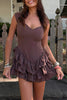 Load image into Gallery viewer, Brown Tiered A Line Mini Birthday Dress with Ruffles