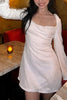Load image into Gallery viewer, Sparkly White Sequins Ruched Backless Mini Dress with Sleeves