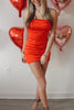 Load image into Gallery viewer, Red Bodycon Satin Strapless Mini Birthday Dress