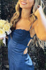 Load image into Gallery viewer, Navy Bodycon Spaghetti Straps Backless Mini Birthday Dress with Lace