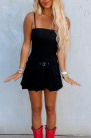 Load image into Gallery viewer, Black Spaghetti Straps Bodycon Mini Birthday Dress with Belt
