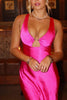 Load image into Gallery viewer, Fuchsia Cut Out Sheath Thick Straps Maxi Prom Dress