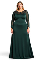 Load image into Gallery viewer, Elegant Dark Green A Line Satin Plus Size Long Mother of the Bride Dress
