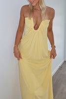 Load image into Gallery viewer, Yellow A Line Strapless Maxi Prom Dress