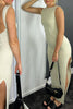 Load image into Gallery viewer, Beige Sheath Backless Maxi Birthday Dress with Slit