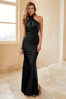 Load image into Gallery viewer, Mermaid Brown Halter Bridesmaid Dress