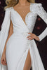 Load image into Gallery viewer, Sparkly White Long Sleeves Mermaid Pageant Dress with Slit