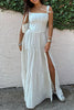 Load image into Gallery viewer, White A Line Cut Out Maxi Corset Formal Dress with Slit