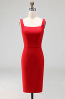 Load image into Gallery viewer, Square Neck Navy Knee Length Pencil Work Dress