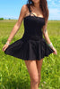 Load image into Gallery viewer, Black A Line Corset Spaghetti Straps Mini Birthday Dress