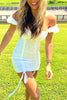 Load image into Gallery viewer, White Off The Shoulder Bodycon Ruched Mini Party Dress