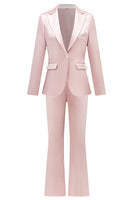 Load image into Gallery viewer, Grey Pink Peak Lapel Satin Slim Fit Women Suits