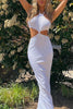 Load image into Gallery viewer, White Halter Mermaid Cut Out Maxi Prom Dress
