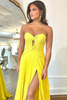 Load image into Gallery viewer, Fuchsia A Line Sweetheart Keyhole Long Pleated Prom Dress with Slit