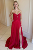 Load image into Gallery viewer, Fuchsia A Line Sweetheart Keyhole Long Pleated Prom Dress with Slit
