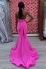 Load image into Gallery viewer, Orange Mermaid Halter Satin Prom Dress