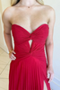 Load image into Gallery viewer, Fuchsia A Line Sweetheart Keyhole Long Pleated Prom Dress with Slit