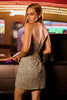 Load image into Gallery viewer, Sparkly Sliver Bodycon Strapless Corset Short Sequins Prom Dress