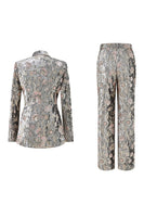 Load image into Gallery viewer, Sparkly 2 Piece Grey Peak Lapel Floral Women Prom Suits with Sequins