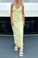 Load image into Gallery viewer, Yellow Halter Sheath Maxi Birthday Dress with Ruffles