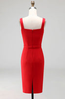 Load image into Gallery viewer, Square Neck Navy Knee Length Pencil Work Dress