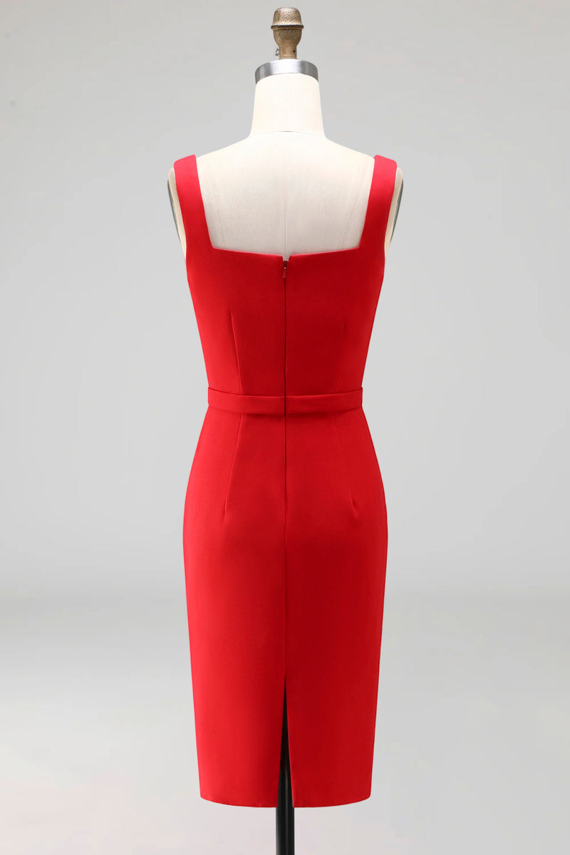 Load image into Gallery viewer, Square Neck Navy Knee Length Pencil Work Dress