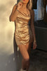 Load image into Gallery viewer, Champagne Spaghetti Straps Bodycon Mini Birthday Dress