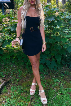 Black Bodycon Strapless Mini Birthday Dress with Belt