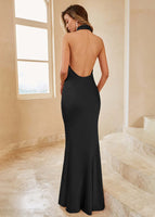 Load image into Gallery viewer, Mermaid Brown Halter Bridesmaid Dress