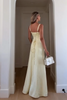 Load image into Gallery viewer, Yellow Satin Corset Spaghetti Straps Sheath Maxi Dress