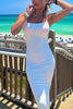 Load image into Gallery viewer, Simple White Sheath Spaghetti Straps Boho Maxi Prom Dress