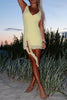 Load image into Gallery viewer, Yellow Chiffon V-Neck Bodycon Mini Birthday Dress with Ruffles