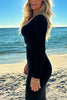 Load image into Gallery viewer, Black Sheath Square Neck Long Sleeves Maxi Prom Dress