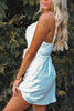 Load image into Gallery viewer, Simple White Satin Bodycon Cowl Neck Short Birthday Dress with Sash