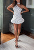 Load image into Gallery viewer, Black and White Dots Halter A Line Mini Birthday Dress with Ruffles