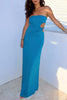 Load image into Gallery viewer, Sky Blue Cut Out Strapless Sheath Maxi Formal Dress