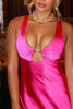 Load image into Gallery viewer, Fuchsia Cut Out Sheath Thick Straps Maxi Prom Dress
