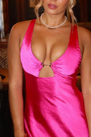 Load image into Gallery viewer, Fuchsia Cut Out Sheath Thick Straps Maxi Prom Dress