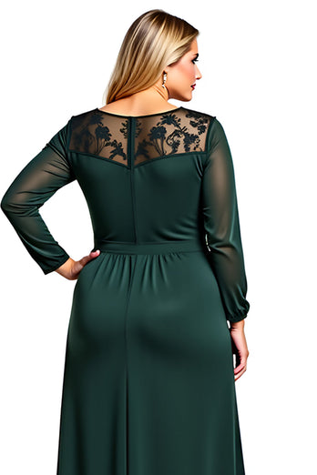 Elegant Dark Green A Line Satin Plus Size Long Mother of the Bride Dress