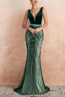 Load image into Gallery viewer, Sparkly Mermaid Sequins Black Long Prom Dress