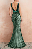 Load image into Gallery viewer, Sparkly Mermaid Sequins Black Long Prom Dress