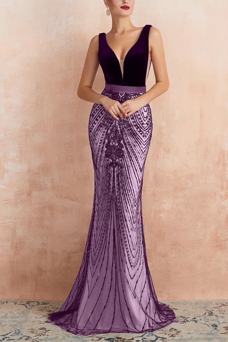 Load image into Gallery viewer, Sparkly Mermaid Sequins Black Long Prom Dress
