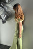 Load image into Gallery viewer, Green Off the Shoulder Sheath Ruched Long Formal Dress