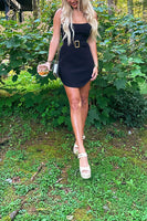 Load image into Gallery viewer, Black Bodycon Strapless Mini Birthday Dress with Belt
