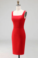 Load image into Gallery viewer, Square Neck Navy Knee Length Pencil Work Dress